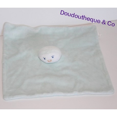 Doudou plat pingouin, oiseau CADET ROUSSELLE bleu 28 cm