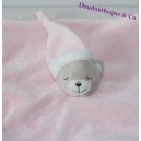Doudou oso plano durmiente KIMBALOO cuadrado rosa 22 cm