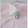 Doudou oso plano durmiente KIMBALOO cuadrado rosa 22 cm