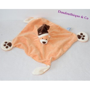 Doudou flat bear GIPSY orange brown cap prints 27 cm