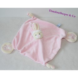 Doudou flat rabbit GIPSY pink big paws puppet 30 cm