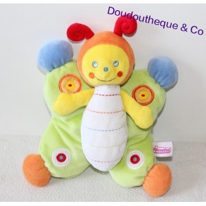 Peluche doudou Abeille POMMETTE semi plat ailes vertes