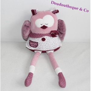 Plush Mam'zelle Bou owl SAUTHON pink purple 43 cm