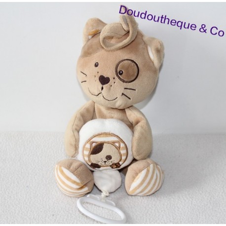 Doudou musical chat MOTS D'ENFANTS 26cm