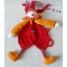 Doudou plat marionnette Clown Capucin MOULIN ROTY Dragobert arlequin rouge