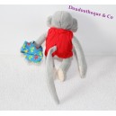 Mini-Plüsch-Affen Popi BAYARD roten Trikot und blau 12 cm Tasche
