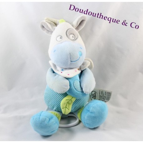 Peluche doudou musical Cheval / Ane MOTS D'ENFANTS LECLERC bleu pois