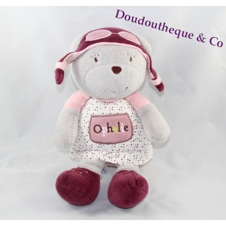 Peluche Ophélie ours SAUTHON Bon voyage rose aviateur Sauthon Baby Déco Peluche Ophélie ours SAUTHON Bon voyage rose aviateur Sauthon Baby Déco