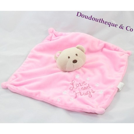 Teddy bear flat comforter BABY HUGS pink love and hugs