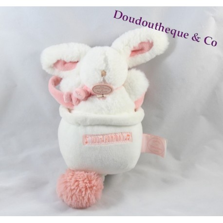 Peluche Lapin musical DOUDOU ET COMPAGNIE pompon corail banc et rose Peluche Lapin musical DOUDOU ET COMPAGNIE pompon corail banc et rose