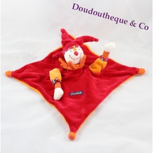 Cuddly flat puppet Clown Capucin MOULIN ROTY Dragobert red harlequin