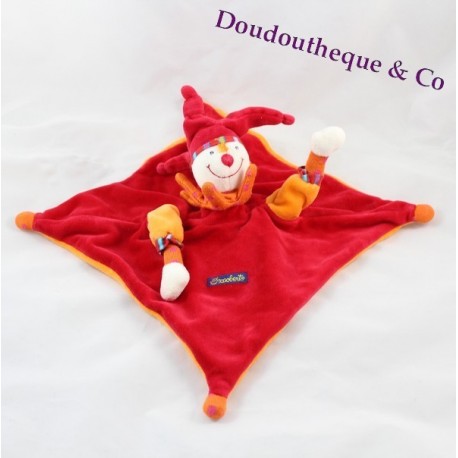 Doudou títere plano Payaso Capucin MOULIN ROTY Dragobert arlequín rojo