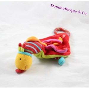 Doudou plat marionnette Clown Capucin MOULIN ROTY Dragobert arlequin rouge