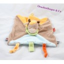 Doudou plat Vache NATTOU orange marron bleu
