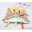 Doudou plat Vache NATTOU orange marron bleu