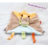 Doudou plat Vache NATTOU orange marron bleu