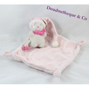 Doudou flat mouse NICOTOY CAP and handkerchief pink