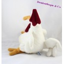 Peluche poule coq NICI blanc et rouge 27 cm