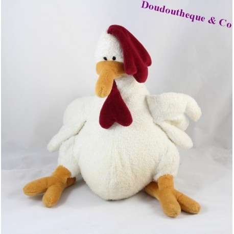 Peluche poule coq NICI blanc et rouge 27 cm Peluche poule coq NICI blanc et rouge 27 cm