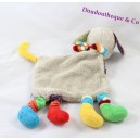 Doudou plat Chien MOTS D'ENFANTS LECLERC gris ronds multicolores