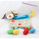 Doudou plat Chien MOTS D'ENFANTS LECLERC gris ronds multicolores