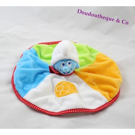 Doudou plat Schtroumpf JEMINI rond fleur Smurf 2011