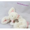 Flat cuddly toy bunny Bonbon DOUDOU ET COMPAGNIE pink and white 25 cm
