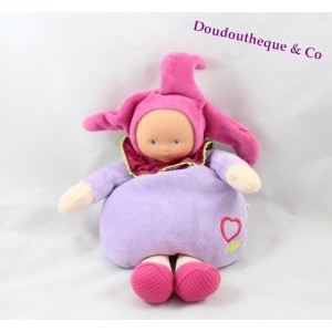 Doudou leprechaun COROLLA heart of Grenadine pink purple doll