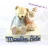 Présentoir magasin MOULIN ROTY ours et lapin statue en plâtre 25 cm