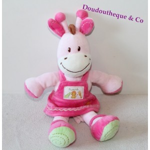 Peluche girafe KIABI collection "Ma ptite tribu" robe rose 28 cm