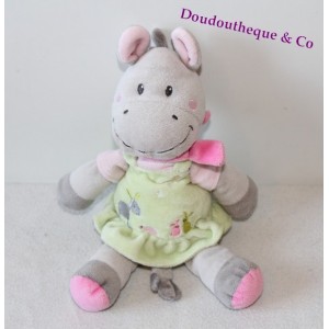 Doudou Zèbre KITCHOUN KIABI robe verte 29 cm  	