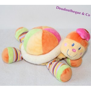 Doudou Tortue MOTS D'ENFANTS LECLERC orange rayé 23 cm 