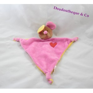 Doudou plat Souris rose coeur CREATIVTOYS