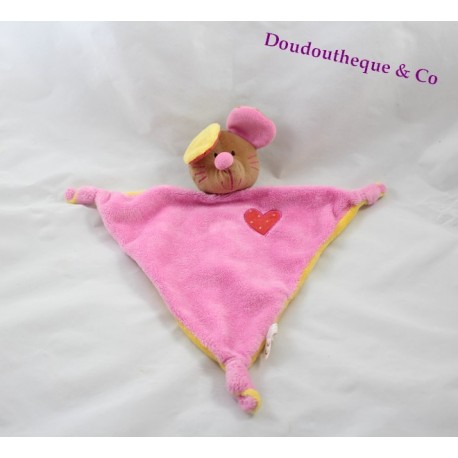 Doudou plat Souris rose coeur CREATIVTOYS Doudou plat Souris rose coeur CREATIVTOYS