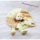 Round Flat Blanket Dog BABY NAT' Beige Puppet Pacifier Clip