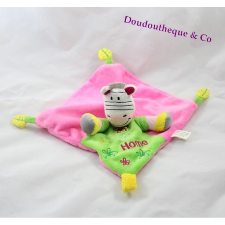 Doudou plat zèbre CENTRAL'VET rose et vert 19 x 20 cm "Like Home" Doudou plat zèbre CENTRAL'VET rose et vert 19 x 20 cm "Like Home"