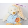 Doudou bear BABY NAT' overalls blue orange cap 30 cm