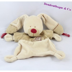 Doudou plat lapin NICOTOY Bastien beige marron 25 cm