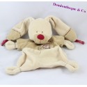 Doudou plat lapin NICOTOY Bastien beige marron 25 cm