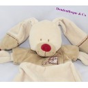 Doudou plat lapin NICOTOY Bastien beige marron 25 cm