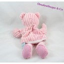 Doudou Puppe Bär BABY NAT' Die gerippten rosa doubambins