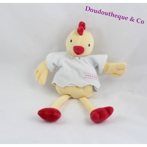 Doudou Huhn gelb und rot Pullover blau-t-Shirt Zucker Gerste 