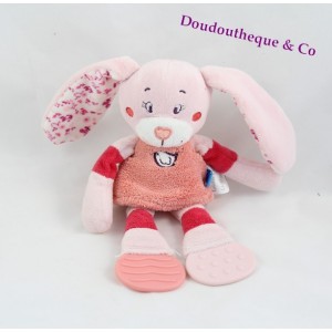Doudou conejo anillo de dentición BABY TEX Carrefour rosa 22 cm