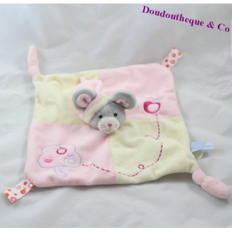 Doudou flat Mouse GIPSY pink leaves green puppet paws