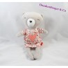 Doudou bear TAPE A L'OEIL floral dress pink heart 25 cm