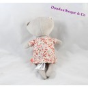 Doudou bear TAPE A L'OEIL floral dress pink heart 25 cm