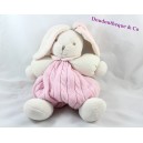 Sac à dos peluche lapin KALOO Liliblue rose laine 30 cm