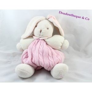 Sac à dos peluche lapin KALOO Liliblue rose laine 30 cm