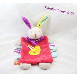 Doudou flat rabbit BABY NAT' Les Zetik't pink doudou d'amour 28 cm