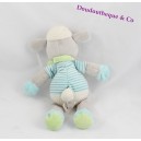 Doudou sheep gray NICOTOY scarf green sweater striped blue